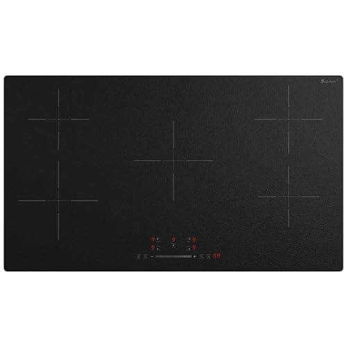 Image of Induction Hob 5 Zone, 90 CM Induction Hob with Frosted Glass, Boost Function, 99 Mins Timer, 9300W Black
