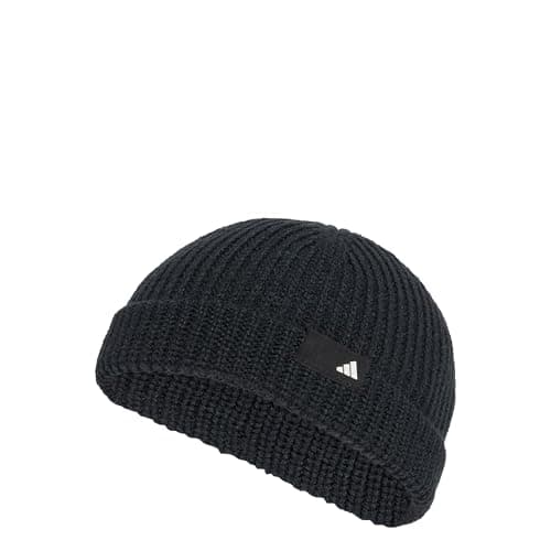 Image of adidas Unisex Fisherman Beanie Hat, Black/White, XS-S