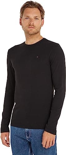 Image of Tommy Jeans Men's Original Rib L/S Knit Tops, Black, L