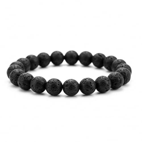 Image of The Bead Shop Natural Gemstone Healing Crystal Bracelet 8mm Beads – Chakra Energy Balance Bracelet for Men Women – Meditation, Yoga & Spiritual Jewellery Gift - Lava Stone