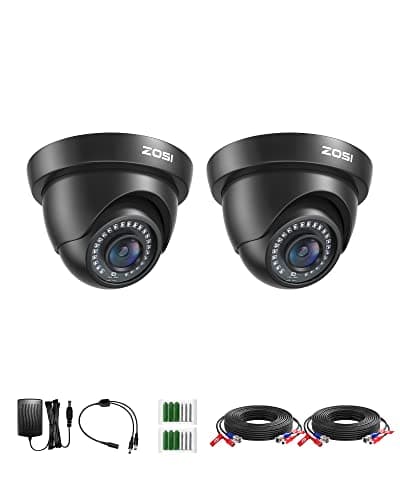 Image of ZOSI 2 Pack 1080P HD TVI Security Camera Indoor Outdoor 80ft IR Night Vision, Motion Detect, 2MP CCTV Surveillance Dome Cameras for 720P/1080N/1080P/5MP/4K HD-TVI AHD CVI Analog DVR Systems(Black)