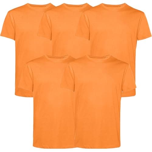 Image of Men’s T-Shirts Multipack | Crew Neck Short Sleeve | 100% Cotton | Casual, Gym, Work, DIY, or Events | Comfortable and Durable Plain T-Shirts | Pack of 5 Orange Medium