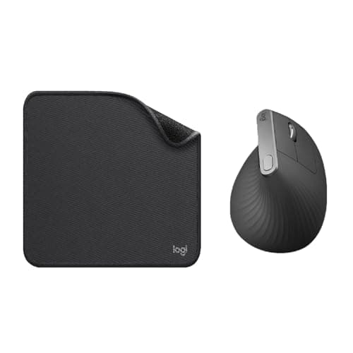 Image of Logitech MX Vertical Ergonomic Mouse, Multi-Device, Bluetooth or 2.4GHz Wireless with USB Unifying Receiver, Mouse Pad - Studio Series, Computer Mouse Mat with Anti-slip Rubber Base, Easy Gliding