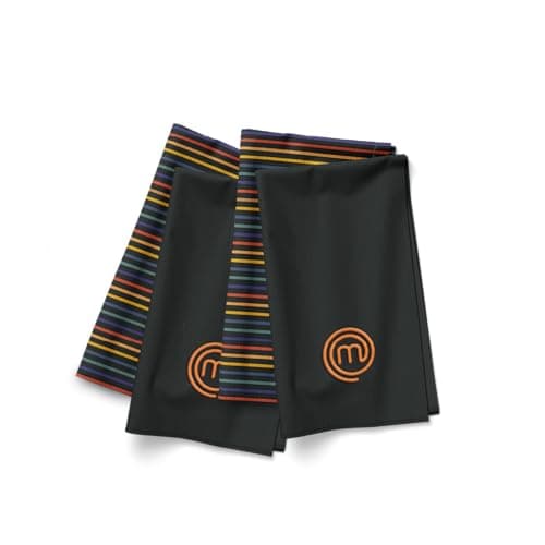 Image of MasterChef Tea Towels for Kitchen, Premium Cotton Tea Towels Pack of 4, Kitchen Towel Set with Official Show Logo & Hanging Loop, Machine Washable, Highly Absorbent for Drying & Cleaning, Vivid