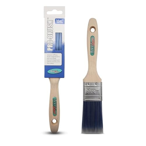 Image of Axus Decor Pro Paint Brush (Blue Color) - 1.5"/38mm - For All Paints, Synthetic Filaments, Beavertail Handles, Rust-Resistant Stainless Steel, Compatible with Brushmate vapour boxes