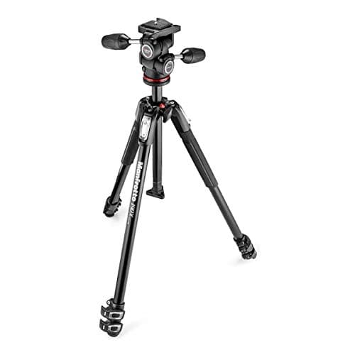 Image of Manfrotto MK190X3-3W Tripod Kit, 3-Section Aluminium with 3-Way Fluid Head, Black/Anthracite, for Mirrorless and DSLR Cameras