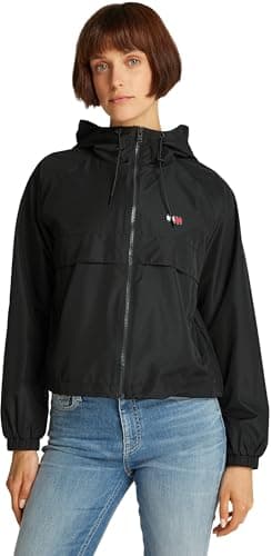 Image of Tommy Jeans Women's TJW ESSENTIAL WINDBREAKER EXT DW0DW20672 Windbreaker Jacket, Black (Black), L