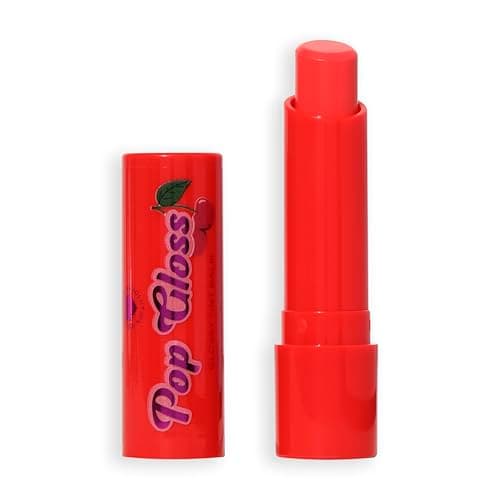 Image of I Heart Revolution Pop Gloss Balm, Hydrating Lip Balm With Glossy Finish & Hint Of Colour, Vegan & Cruelty-Free, Cherry Red