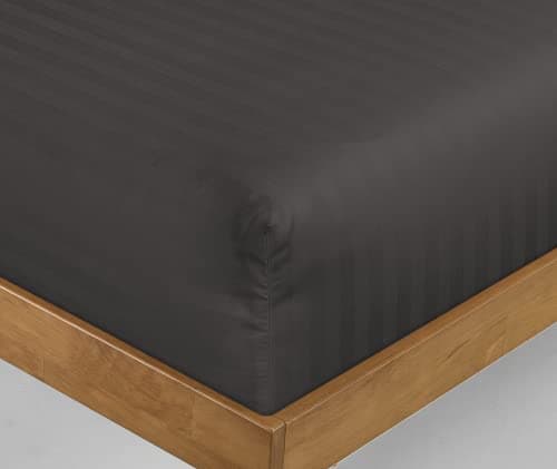 Image of Luxevoir® King Size Fitted Sheets - 100% Satin Stripe Microfiber King Fitted Sheet - 40cm Extra Deep Hotel Quality King Size Bed Sheet - Hypoallergenic, Breathable & Noiseless Bed Sheet (152x200+40cm)