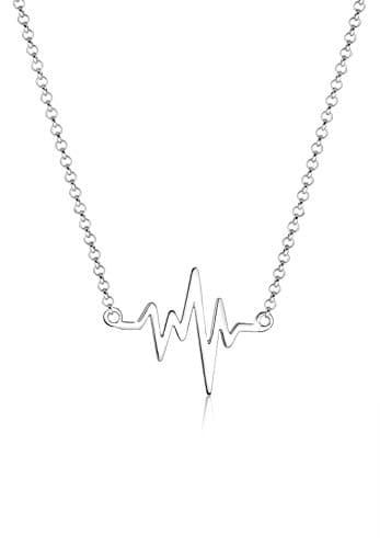 Image of Elli Necklace Women Heartbeat Pendant Filigree in 925 Sterling Silver, 45 cm