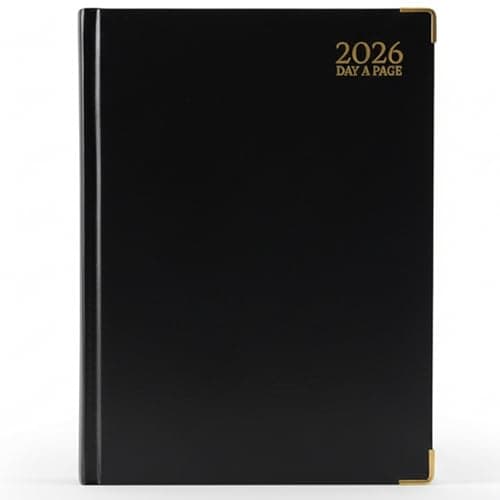 Image of G4GADGET A4 2026 Day a Page Black Diary Gilt Edges Hardback