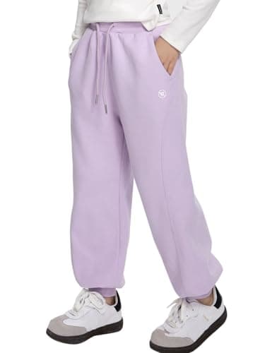 Image of Rolanko Girls Jogging Trousers, Elastic Waist Cotton Sports Sweatpants School PE Joggers Bottoms Loose Fit, Purple, Size: 8-9 Years/140
