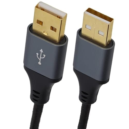 Image of kenable Pro Metal USB 2.0 A Male to A Male High Speed Braided Cable 24AWG Shielded for External Drives Cameras Peripherals 2m Black