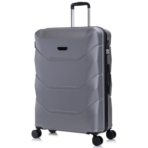 Image of Rocklands® Large Suitcase Hard Shell Thick ABS with TSA Combination Lock, 4 Dual Spinner Wheels, Lightweight Luggage Durable Travel Trolley Case (Grey, Large (28 Inch))