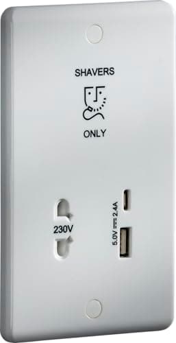 Image of Knightsbridge 230V Shaver Socket with Dual USB A+C (5V DC 2.4A shared, Max. 12W)