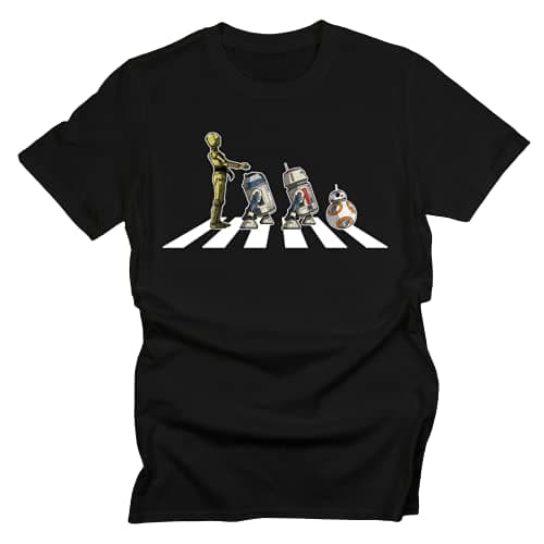 Image of GP-Tees Abbey Road Droids Space Wars Sci Fi Movie Film Inspired Premium Quality Modern Fit T-Shirt Top for Men (Black - XX-Large)