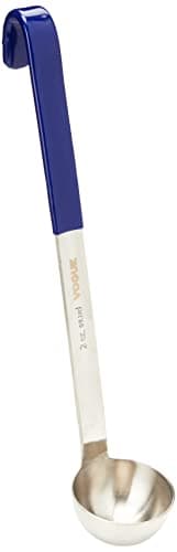 Image of Vogue Heavy Duty Colour Coded Ladle 59 ml/2 oz, Blue, Stainless Steel, Size: 345(L)x60(Dia)mm, Stamped Capacity Marking, Hooked Handle for Storage, CD145