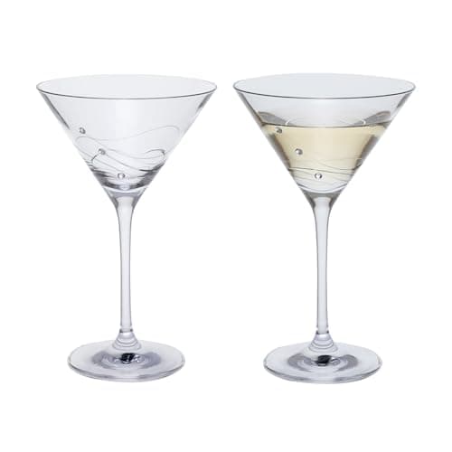 Image of Dartington Crystal - Glitz Crystal Martini Cocktail Glasses - Set of 2, 24 cm