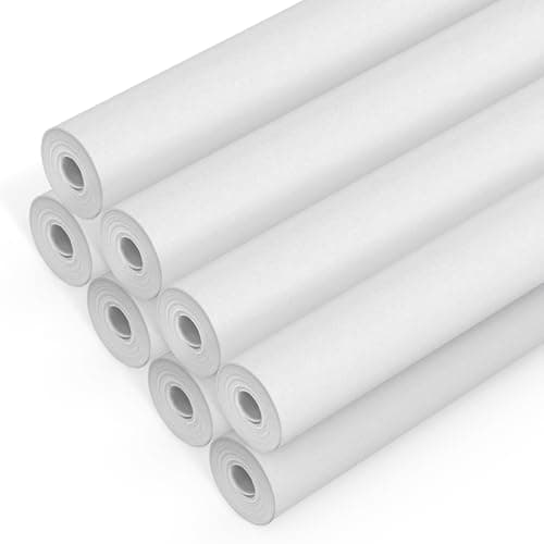 Image of Winsome Lining Paper for Walls 2000 Grade Thick - 10m x 53cm Backing Paper Wallpaper for New & Damaged Ceiling & Walls for Paint - Heavy Duty Paintable Plain White Lining Paper (Pack of 8)