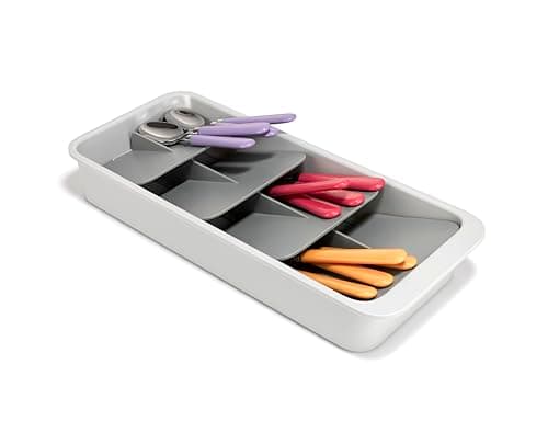 Image of Joseph Joseph DrawerStore Large Tiered Cutlery Kitchen Drawer Organiser, holds 48 Pieces, Dismantles for Easy Cleaning, Recycled Plastic