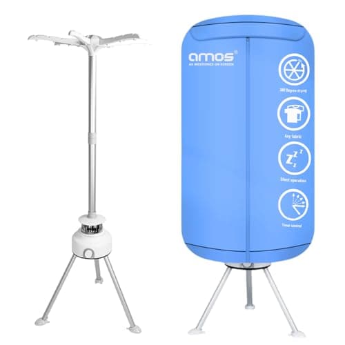 Image of AMOS Eezy Dry Pod Heated Electric Clothes Dryer 10KG Capacity 1000W Indoor & Outdoor Folding Airer for Laundry Large Foldable Rack for Fast Drying With Cover (Dry Pod)
