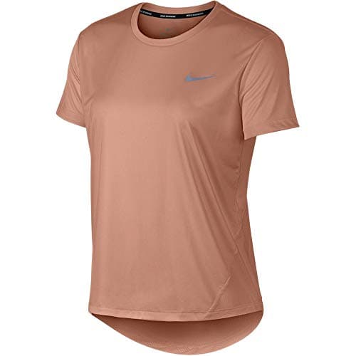 Image of NIKE Miler T-Shirt Women's T-Shirt - Rose Gold/Reflective Silver, Small