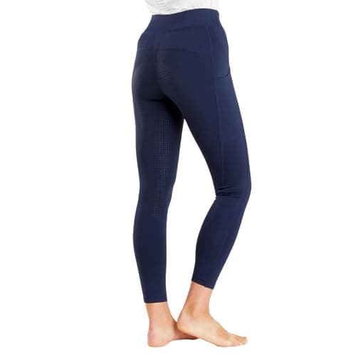 Image of Harry Hall Classic Pull On Riding Tights with Full Silicone Seat - Two Phone Pockets - 4 Way Stretch Fabric - Deep Waistband - Soft Feel - Machine Washable - Navy Blue - LGE