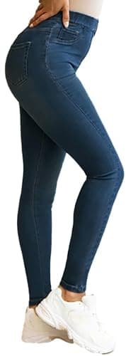 Image of UK Dispatch Ladies Pull On Jeans Jegging Stretch Denim Legging Regular 29" Leg Womens,12,Dark Blue