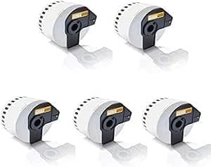 Image of 5 x Compatible DK-N55224 54mm x 30.48m White Thermal Continuous Non Adhesive Paper Tape Labels Compatible with Brother QL Printers Including QL-700 QL-800 QL-1100 QL-570 QL-580 QL-710W QL-810W (5)