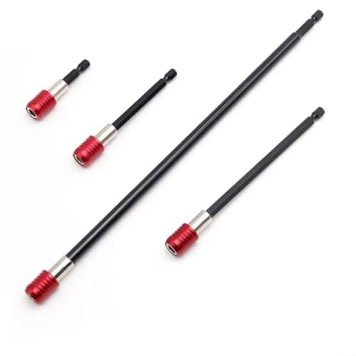 Image of Glewi 3-Pack Quick Release Screwdriver Extension Bar 300mm, 1/4" Hex Shank Magnetic Holder with Self-Locking for Drilling Tasks(4pcs set)