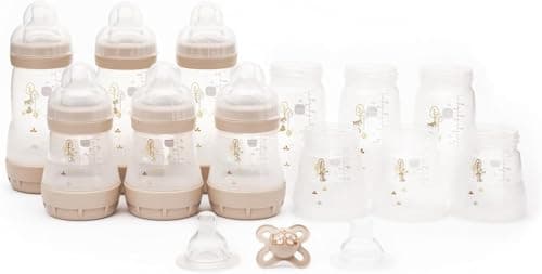 Image of MAM Easy Start Anti-Colic Bottle Starter Set | Includes Components for 6X Bottles & MAM Original Start 0-2 Month Soother | Baby Gift Set of Newborn Essentials | Large (Various Designs)