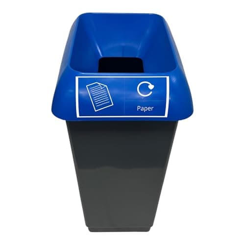 Image of Chabrias Ltd 50 Litre Recycling Waste Bin With Lid & Logo Sticker Included (Blue Lid & Paper Logo)