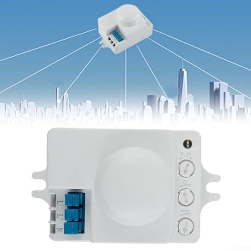 Image of Microwave Occupancy Sensor Motion Detector Adjustable IP20 with For 360 degree detection angle, light sensor 2 lux, time setting 10 sec to 12 min, range 1 to 10 m, 110-240VAC