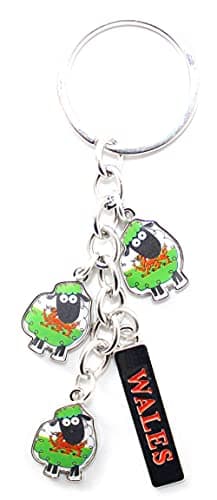 Image of Eurostick Wales Welsh Cardiff Multi Keyring Keychain Cymru Llanfair Bagcharm (Wales Sheep Keyring)
