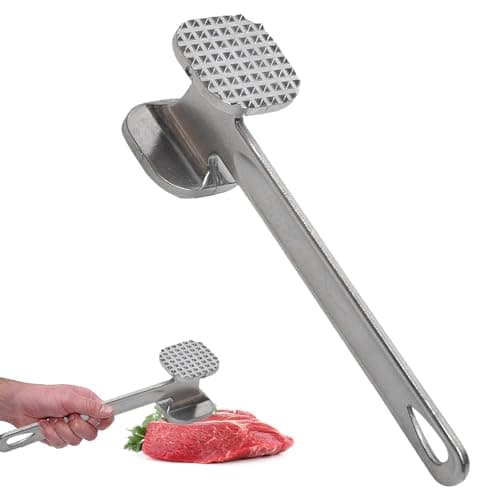 Image of 1 Meat Tenderizer Hammer 19CM Small Stainless Steel Mallet Tool Dual Sided for Steak Beef Poultry Chicken Cutlet Kitchen Cooking Professional Heavy Duty