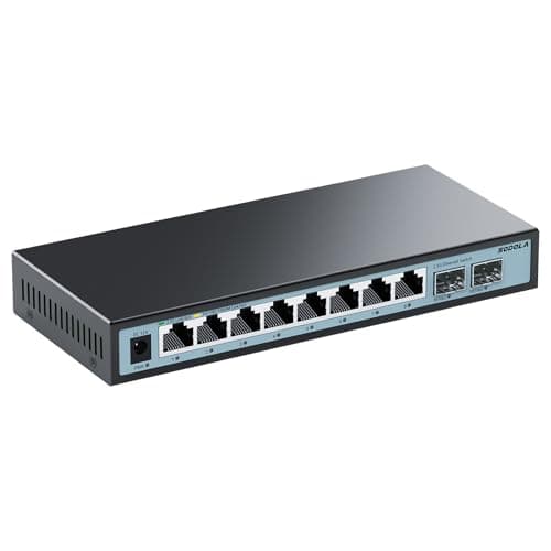 Image of SODOLA Unmanaged 10 Port 2.5Gb Ethernet Switch, 8x 2.5G Base-T Ports, 2x 10G SFP+, Plug & Play, Fanless Multi-Gigabit Network Switch Ethernet Splitter for Wireless AP, NAS, PC