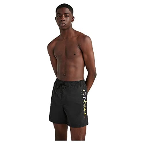 Image of O'NEILL Cali Melted Print 16" Swim Shorts for Men, 19010 Black Out, Regular, 19010 Black Out, L/XL