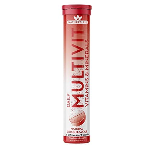 Image of Natures Aid Daily Multivitamin Effervescent 20 Tablets - Supports Energy and Immune Health - High Strength Fizzy Supplement - Vegan, Gluten Free, Non-GMO - Natural Citrus Multi-Vitamin - 20 Tablets