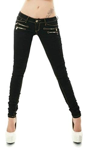 Image of Noir Triple XXX Women's Skinny Low Waist Jeans Slim Stretch Denim Pants Sizes UK 4-12 (8, Black)