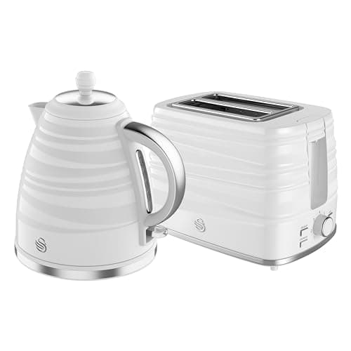 Image of Swan Symphony Kitchen Set, 1.7L Fast Boil Kettle & 2 Slice Toaster, White, SK31050WN, ST31050WN