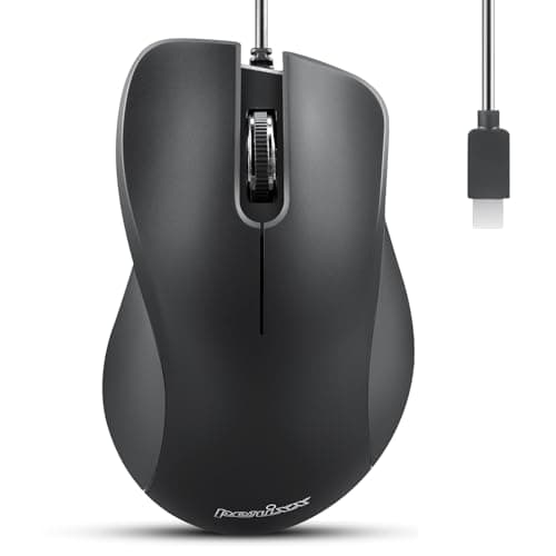 Image of Perixx PERIMICE-221C Ergonomic USB-C Wired Mouse - Optical with 1200 dpi - 1.5 Meter Cable - Black