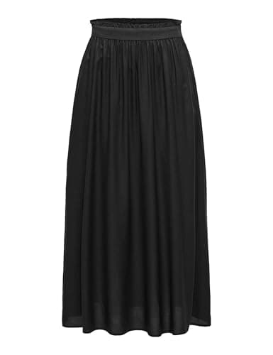 Image of ONLY NOS Women's Onlvenedig Paperbag Long Skirt Wvn Noos Skirt, Black (Black Black), 12 (Manufacturer size: Medium)