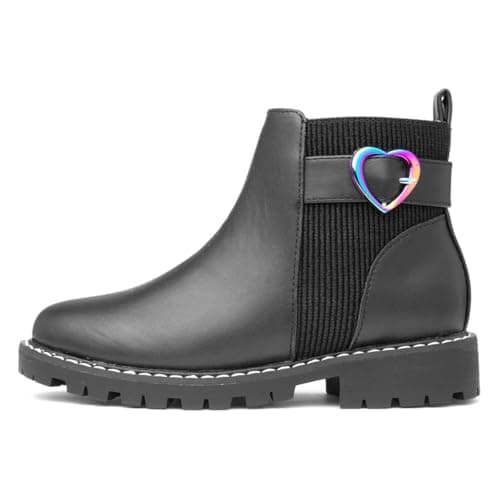 Image of Walkright Lilana Girls Black Zip Up Heart Boot - Size 1 UK - Black