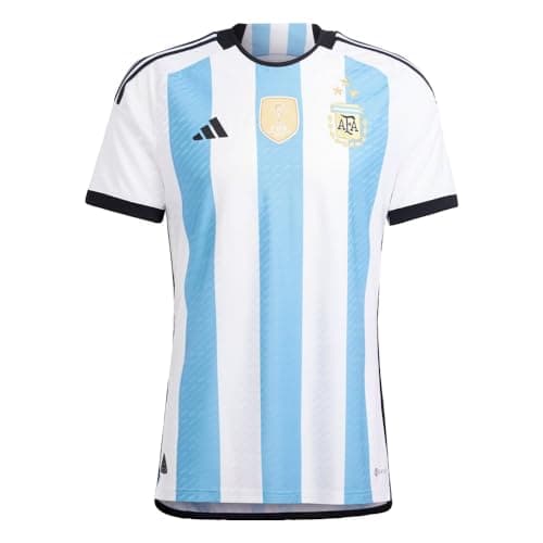 Image of adidas Men's Soccer Argentina 2022 3 Star Authentic Home Jersey - Celebrate Number Three and Dress Like a World Champion, White / Light Blue, XXL