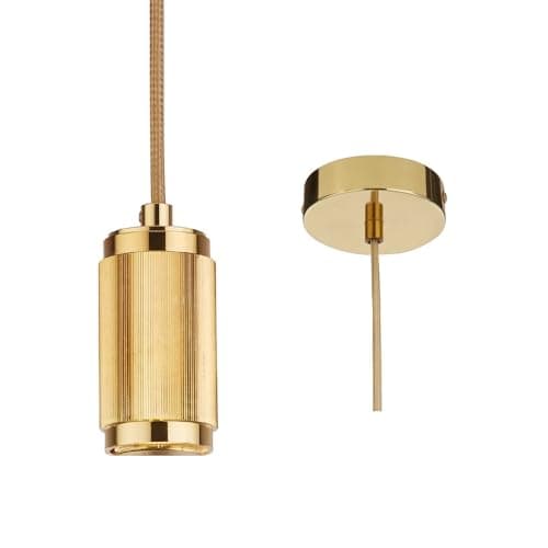 Image of Britalia Gold Modern Fabric Round Cable Flex Suspension Ceiling Rose Pendant - 1 x 60W Max E27 ES Large Edison Screw Cap (Not Included). Suitable for LED Filament Lamps