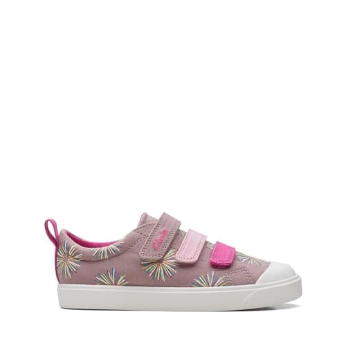 Image of Clarks City Vibe Kid Textile Canvas in Dusty Pink Standard Fit Size 13½