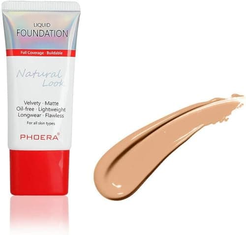 Image of PHOERA Velvety Matte Foundation – Full Coverage Long Wear Liquid Foundation, Oil-Free Smooth Finish Makeup, Lightweight Buildable for All Skin Types (BUFF BEIGE)