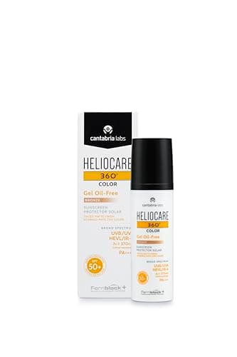 Image of Heliocare 360 Colour Gel Oil-Free Bronze SPF50+ 50ml / Sunscreen For Face/Daily UVA UVB Visible Light Infrared-A Anti-Ageing Sun Protection/Matte Foundation Coverage