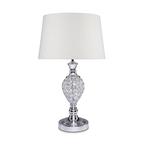 Image of Lighting Supermarket Hannah Luxury Elegant Chrome & Crystal Table Lamp with Ivory Linen Shade