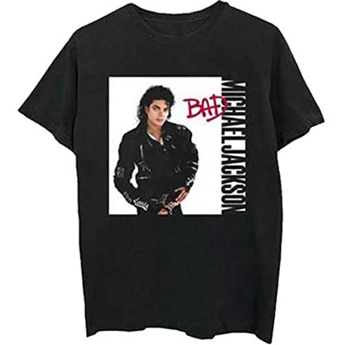 Image of Rockoff Trade Men's Michael Jackson Bad Regular Fit Crew Neck Short Sleeve T - Shirt, Black (Black Black), Small (Manufacturer Size:Small)